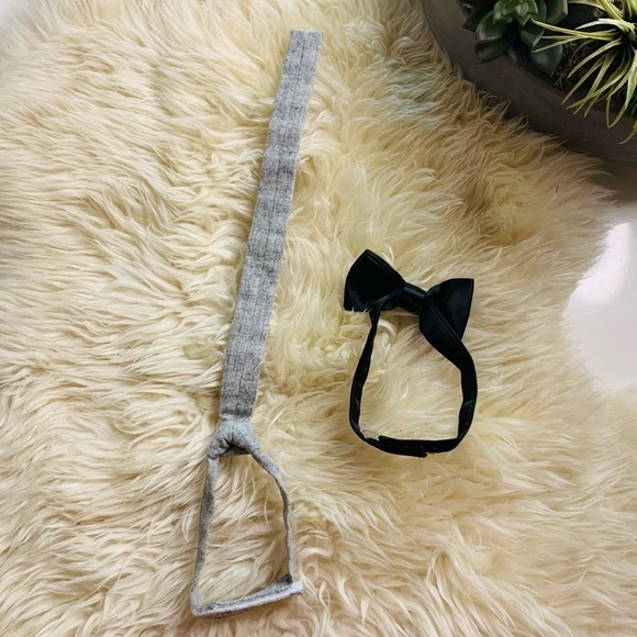 Infant baby boy perfect little gentleman neckware accessory skinny tie & bow tie - Picture 2 of 5